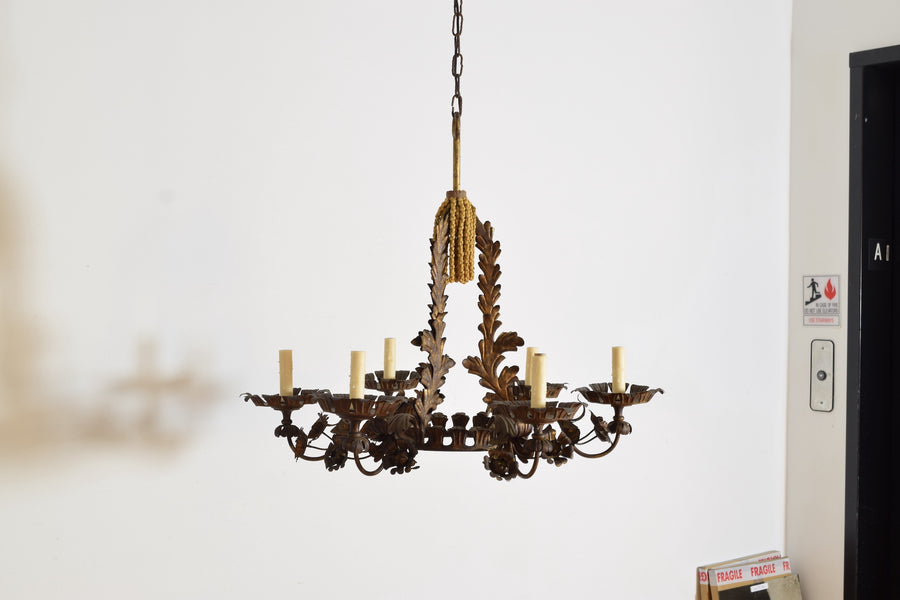 Gilt Metal 6-Light Chandelier