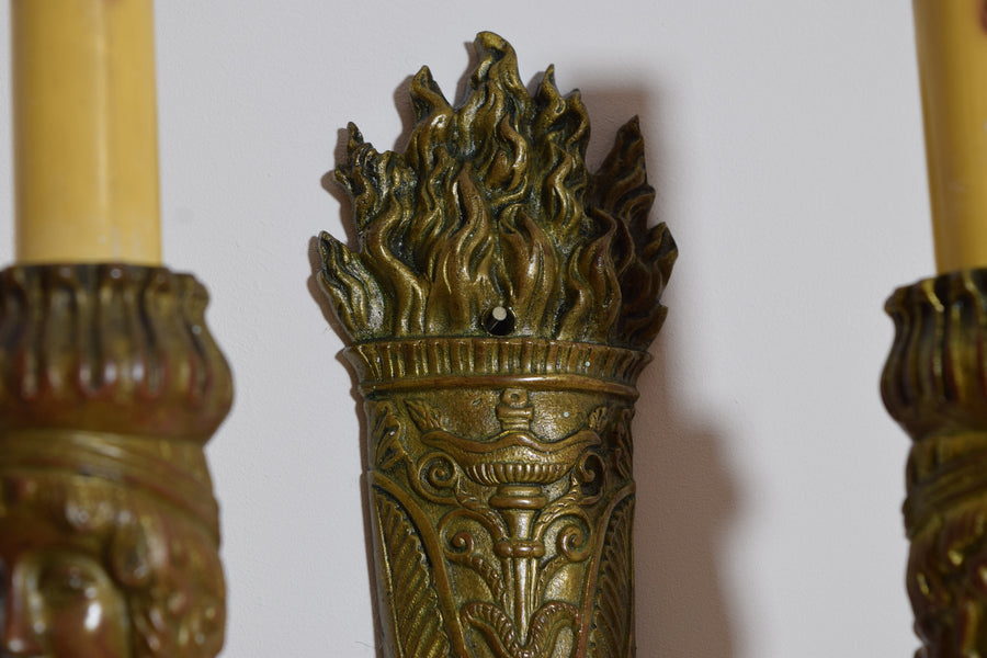 Pair of Brass 2-Arm Sconces