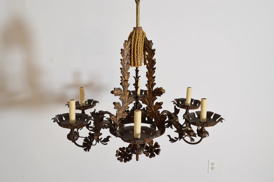 Gilt Metal 6-Light Chandelier