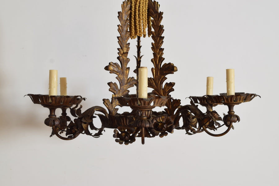 Gilt Metal 6-Light Chandelier