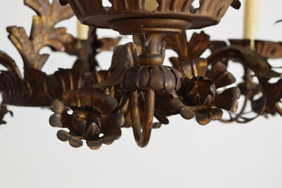 Gilt Metal 6-Light Chandelier