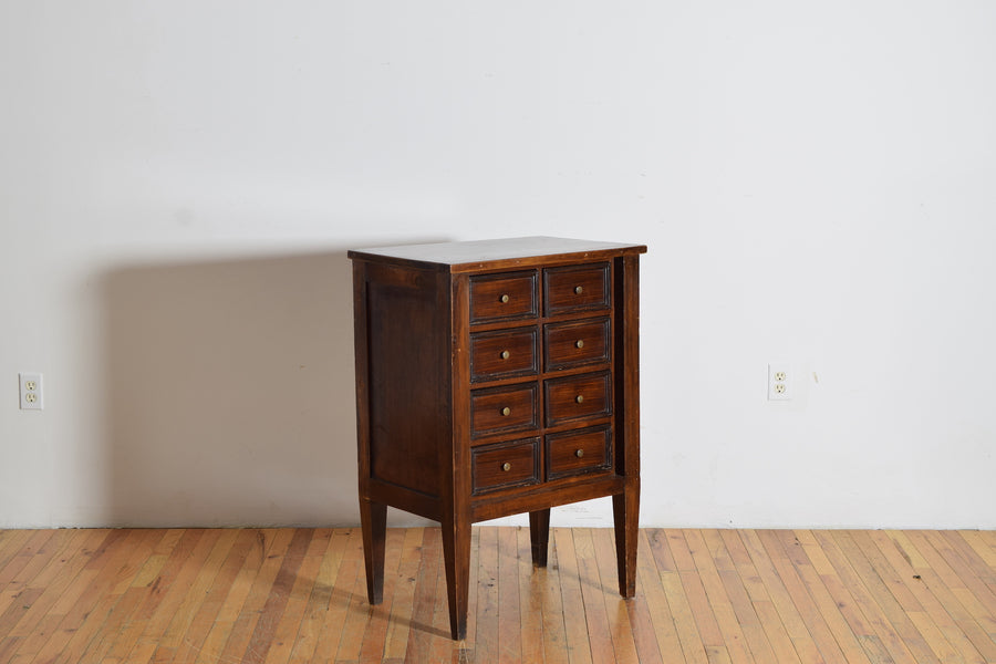 Walnut and Ebonized 8-Drawer Commode