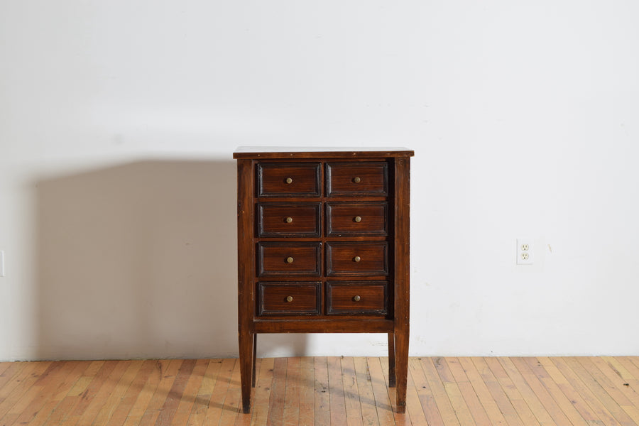 Walnut and Ebonized 8-Drawer Commode