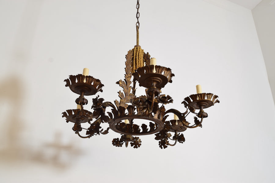 Gilt Metal 6-Light Chandelier