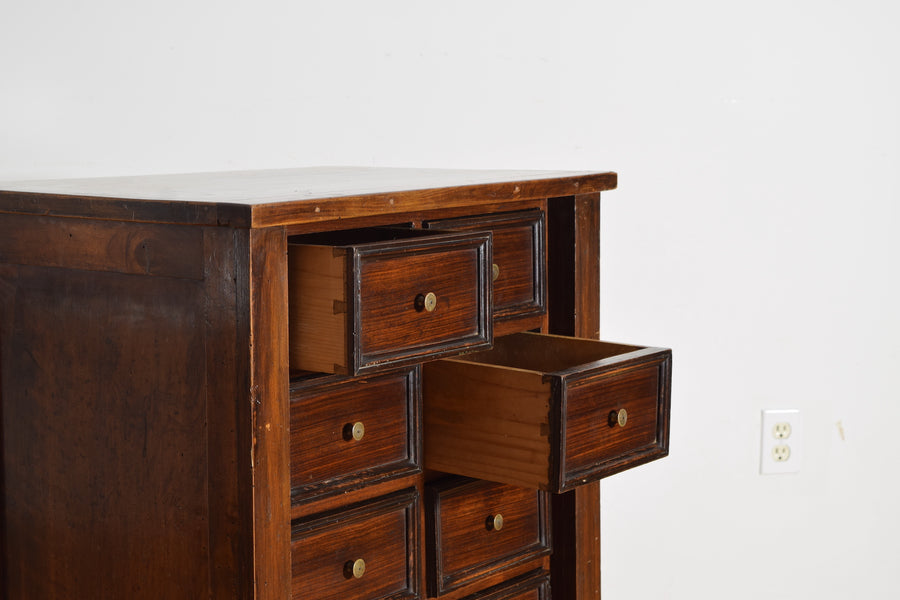 Walnut and Ebonized 8-Drawer Commode
