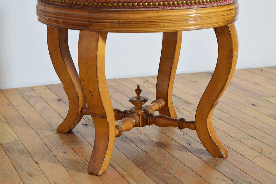 Maple and Upholstered Swivel Barber’s Armchair