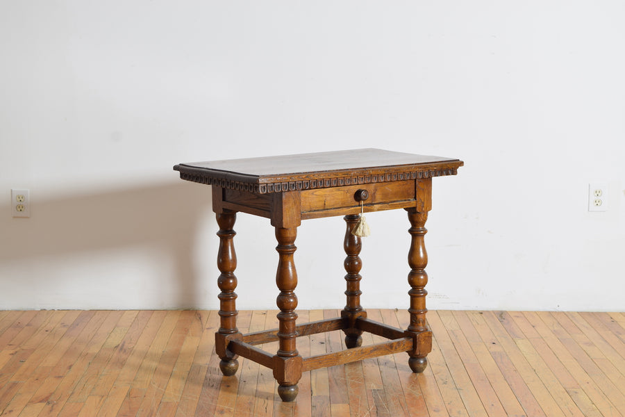 Turned Oak 1-Drawer Table