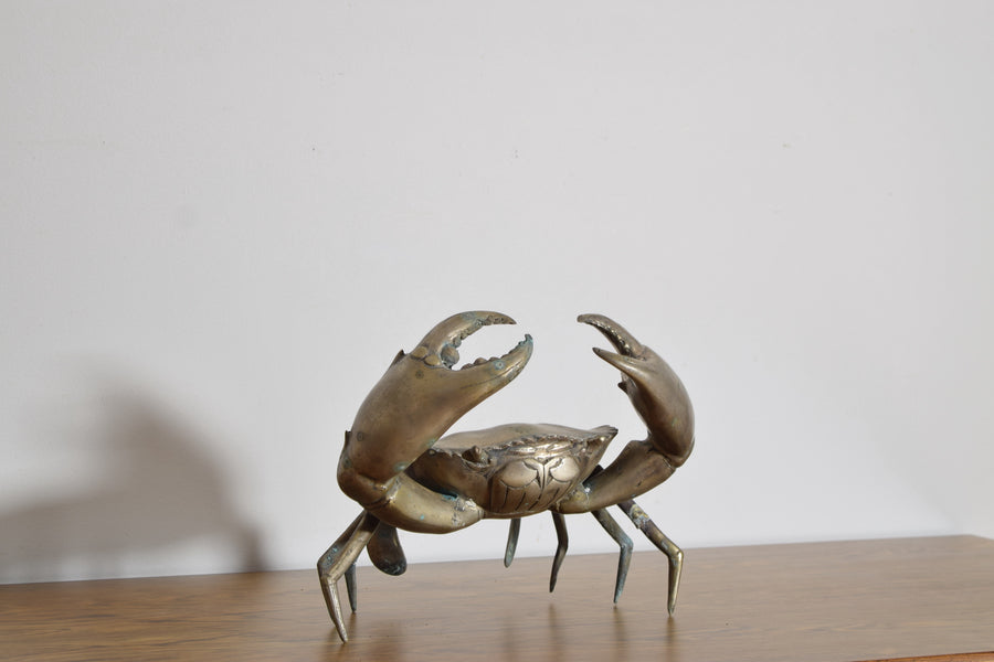 Large Silvered Brass Crab