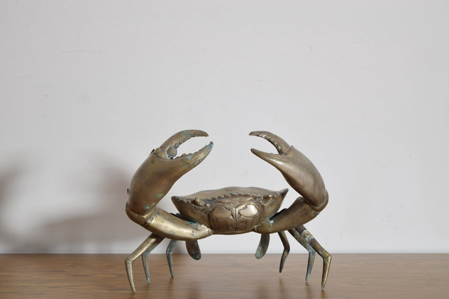 Large Silvered Brass Crab
