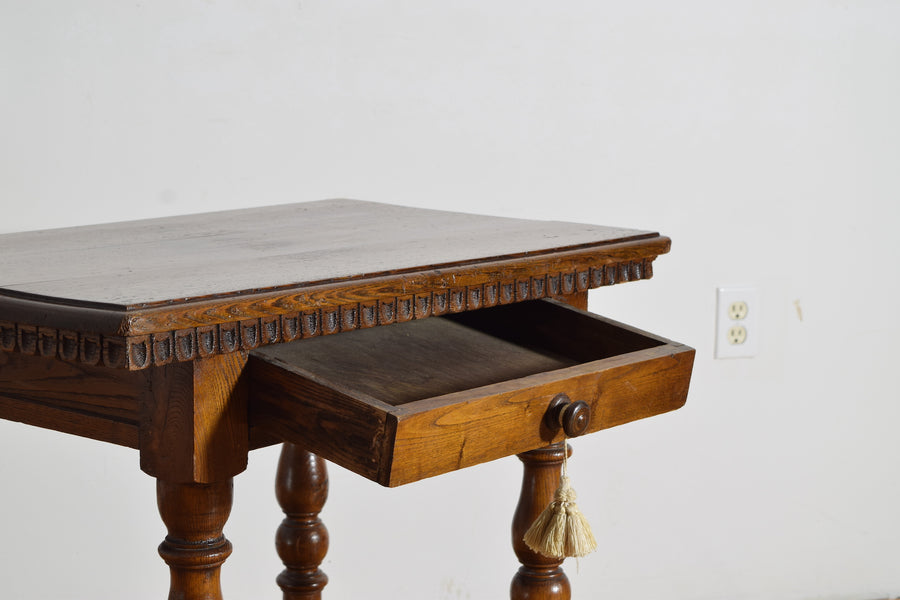 Turned Oak 1-Drawer Table