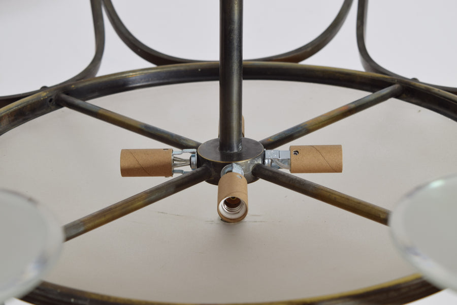 Brass and Glass 12-Light Chandelier