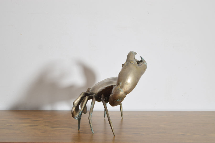 Large Silvered Brass Crab