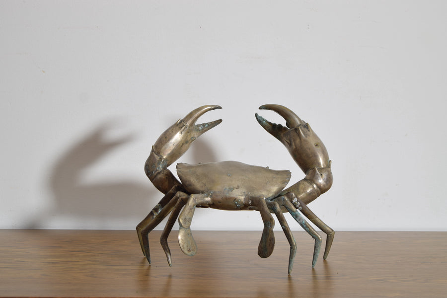 Large Silvered Brass Crab