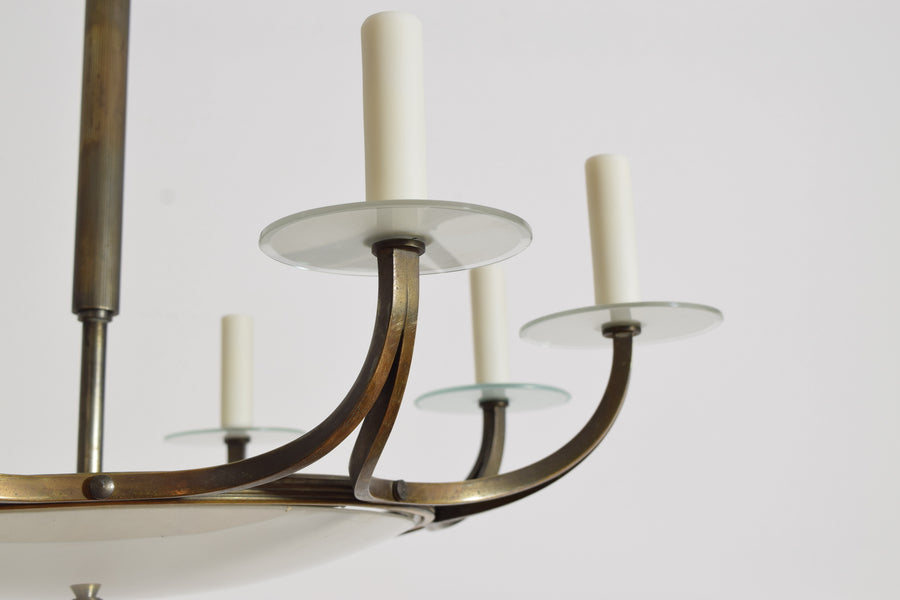 Brass and Glass 12-Light Chandelier