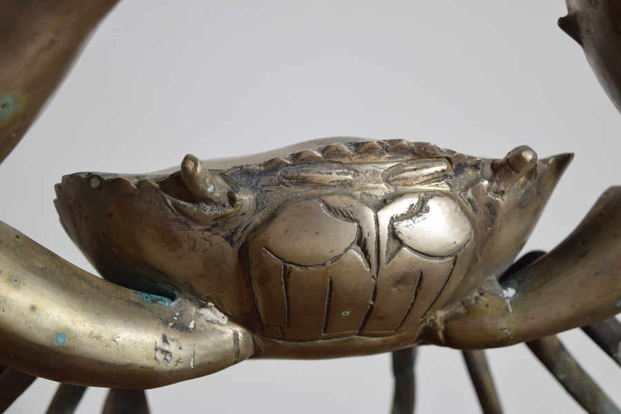 Large Silvered Brass Crab