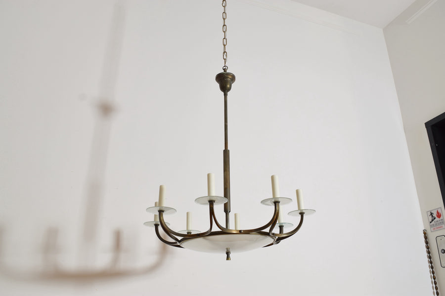 Brass and Glass 12-Light Chandelier