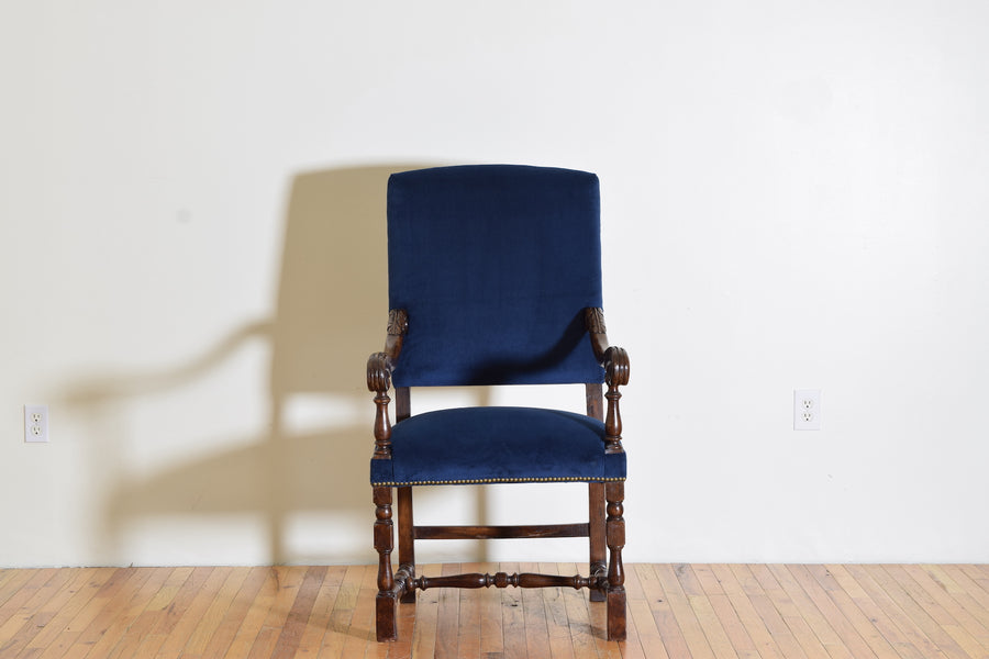 Walnut and Upholstered Fauteuil