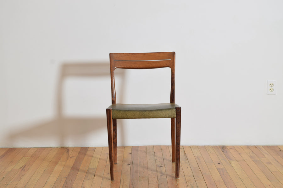 Set of 4 Teak and Leather Dining Chairs