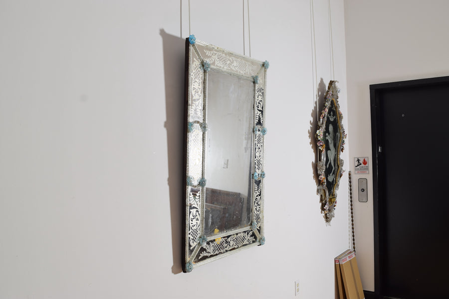 Etched and Colored Glass Mirror
