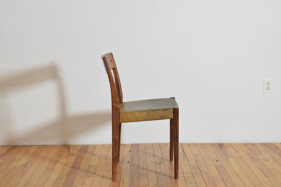 Set of 4 Teak and Leather Dining Chairs