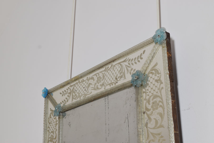 Etched and Colored Glass Mirror