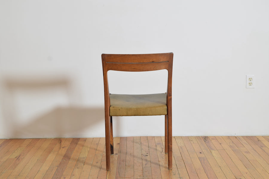 Set of 4 Teak and Leather Dining Chairs