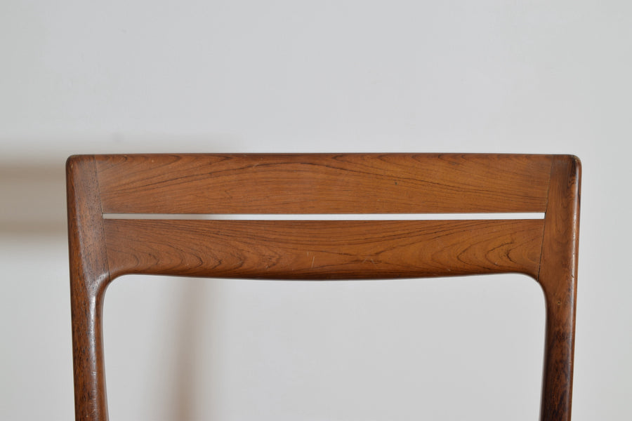 Set of 4 Teak and Leather Dining Chairs