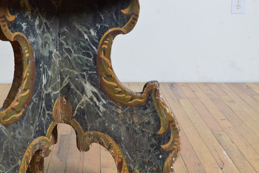 Faux Marble Painted Hexagonal Table