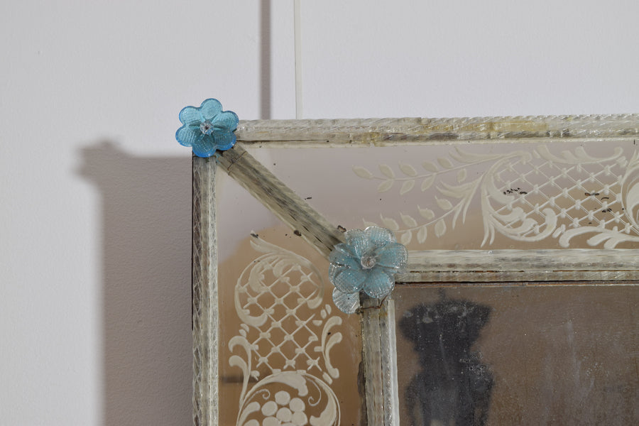Etched and Colored Glass Mirror