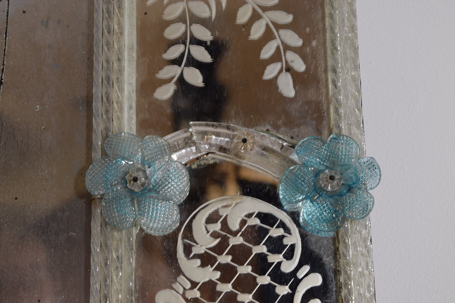 Etched and Colored Glass Mirror
