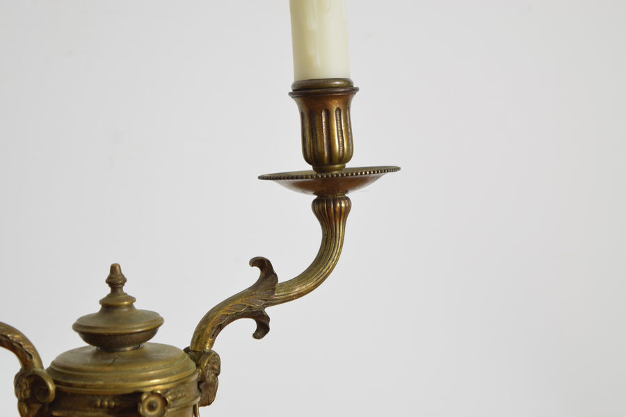 Pair of Cast Brass 2-Light Candelabrum
