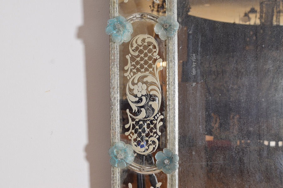 Etched and Colored Glass Mirror