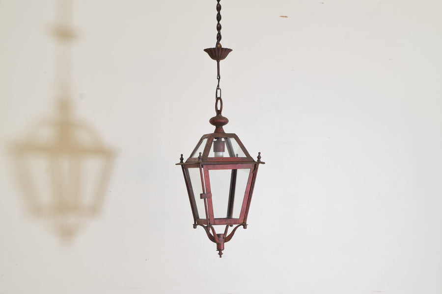 Red Painted Iron Lantern