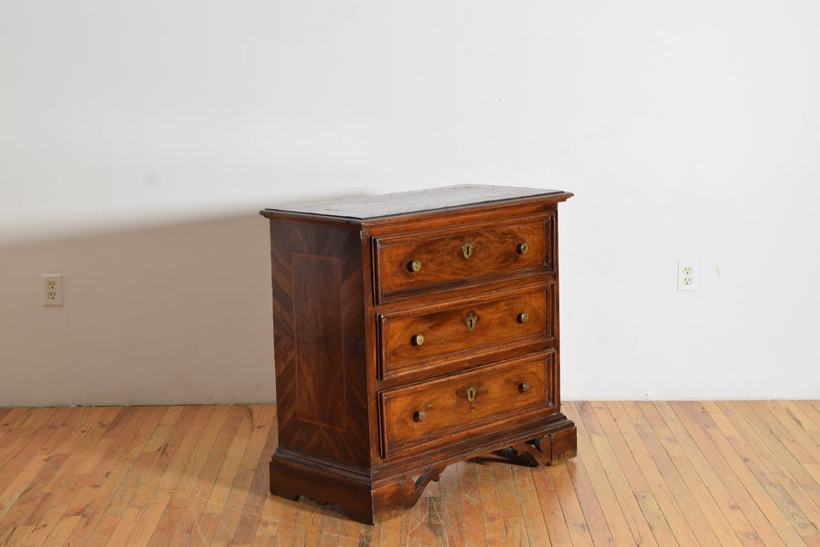 Walnut Veneered and Band Inlaid 3-Drawer Commode