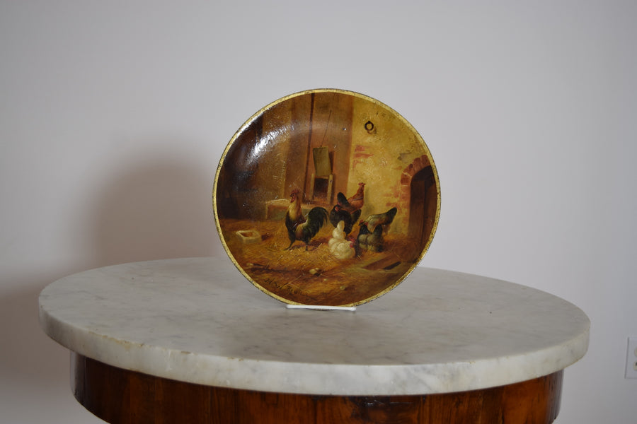 Rustic Oil Painted Wooden Plate