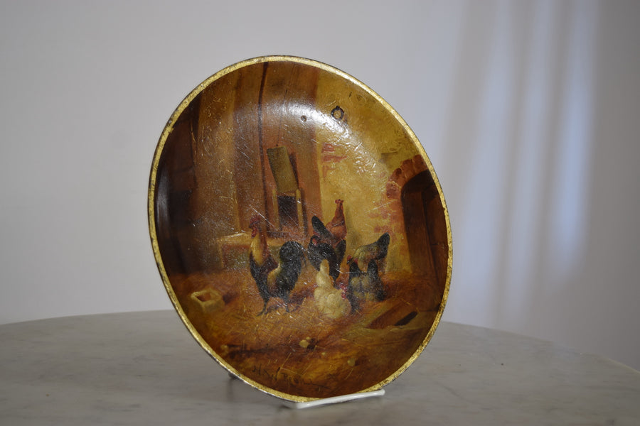 Rustic Oil Painted Wooden Plate