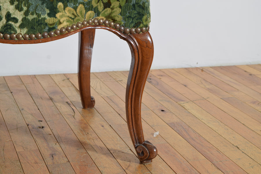 Pair of Walnut and Upholstered Armchairs