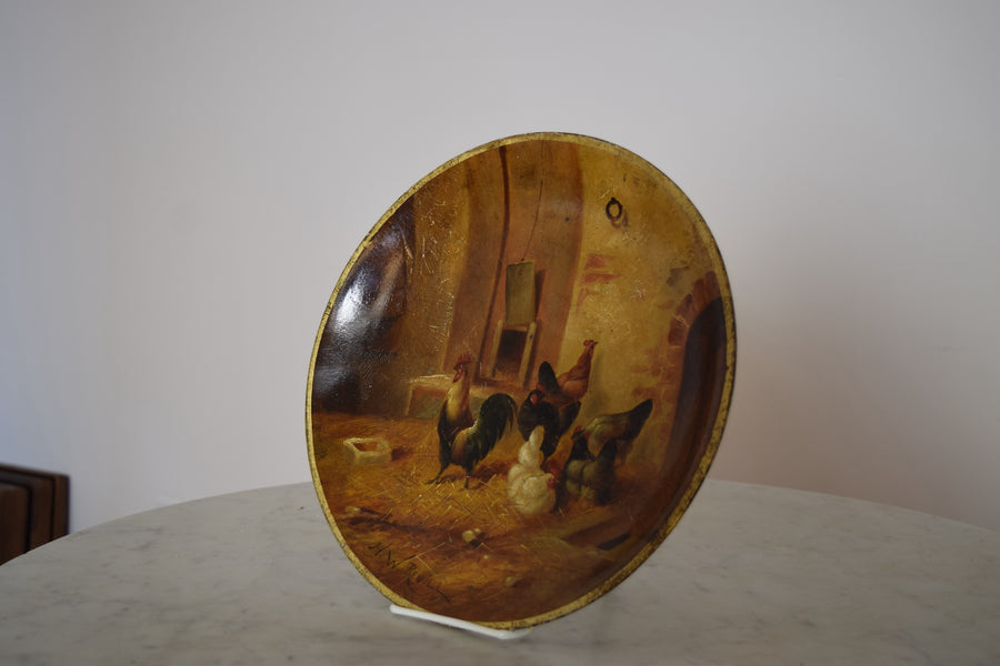 Rustic Oil Painted Wooden Plate