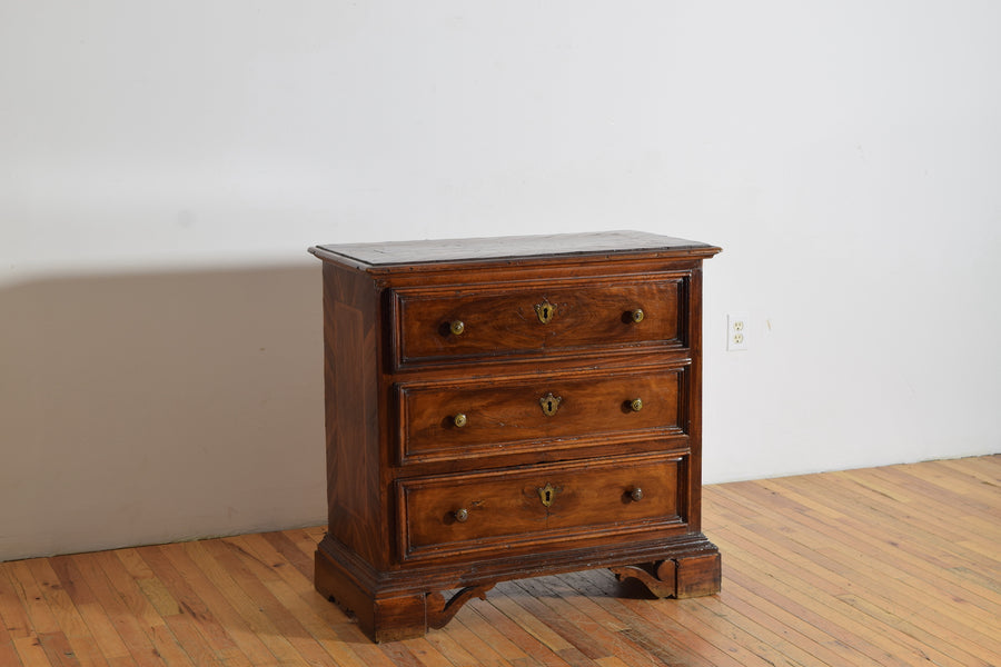 Walnut Veneered and Band Inlaid 3-Drawer Commode