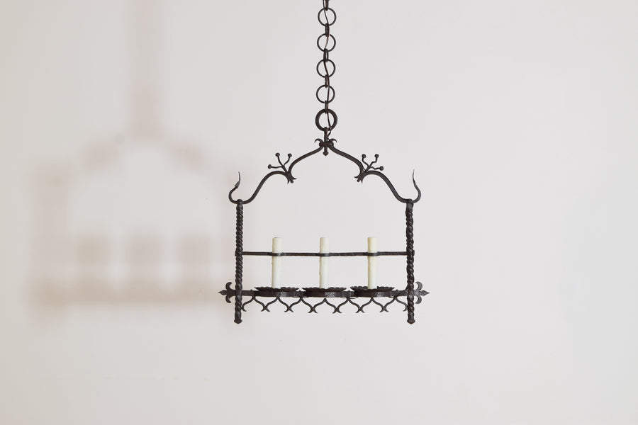 Wrought Iron 3-Light Horizontal Chandelier