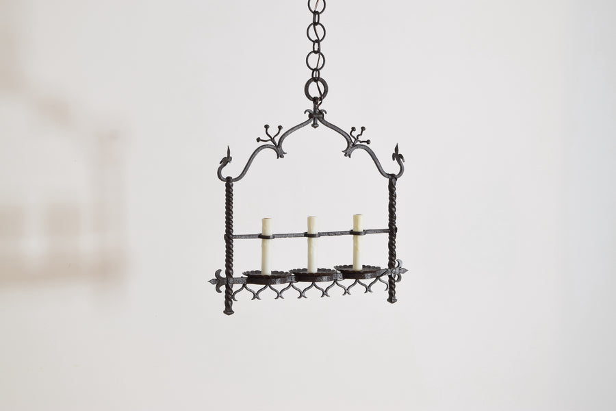 Wrought Iron 3-Light Horizontal Chandelier