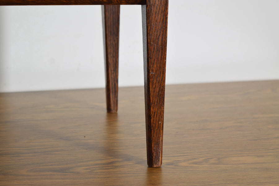 Oak and Woven Leather Bench