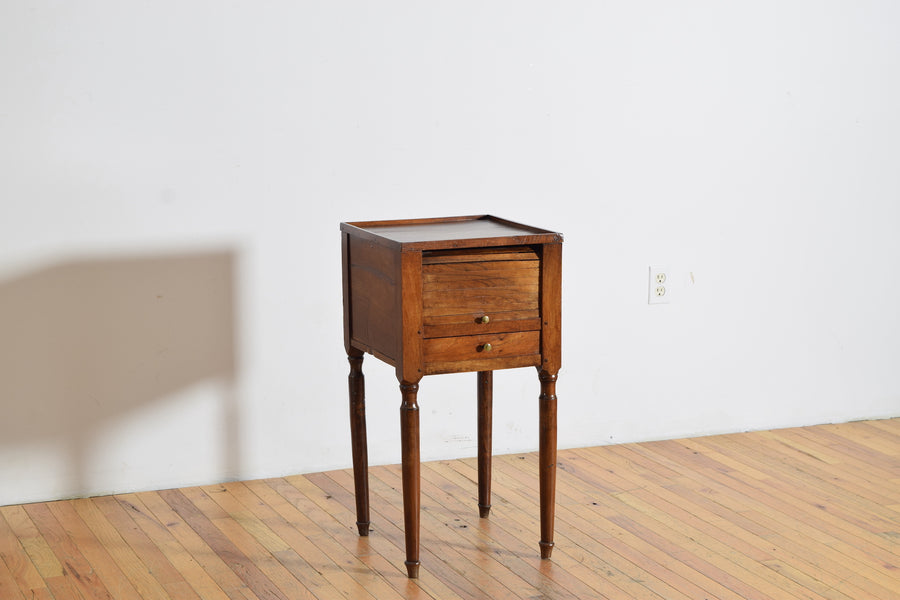 Walnut 1-Drawer Tambour-Front Nightstand
