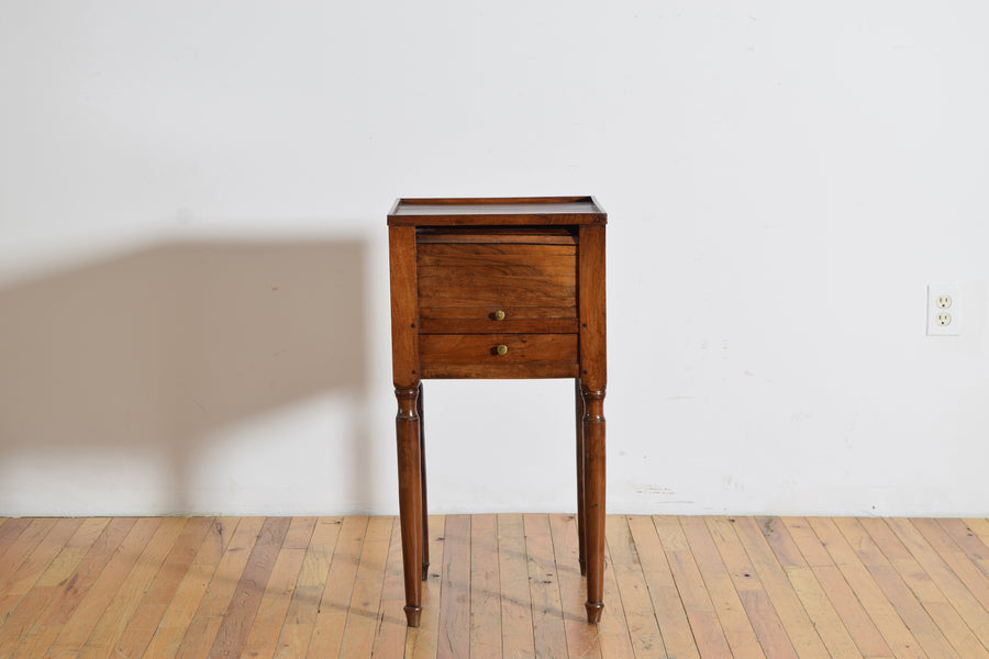 Walnut 1-Drawer Tambour-Front Nightstand