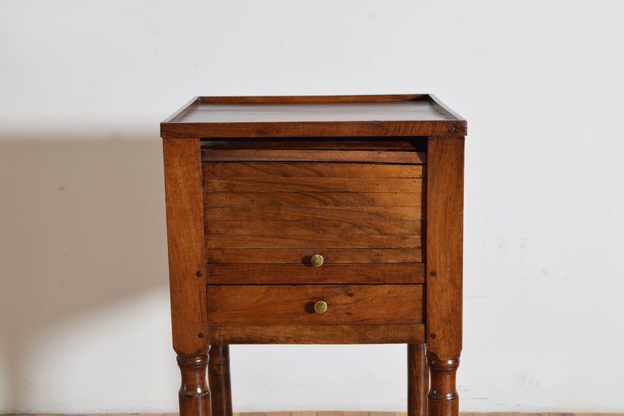 Walnut 1-Drawer Tambour-Front Nightstand