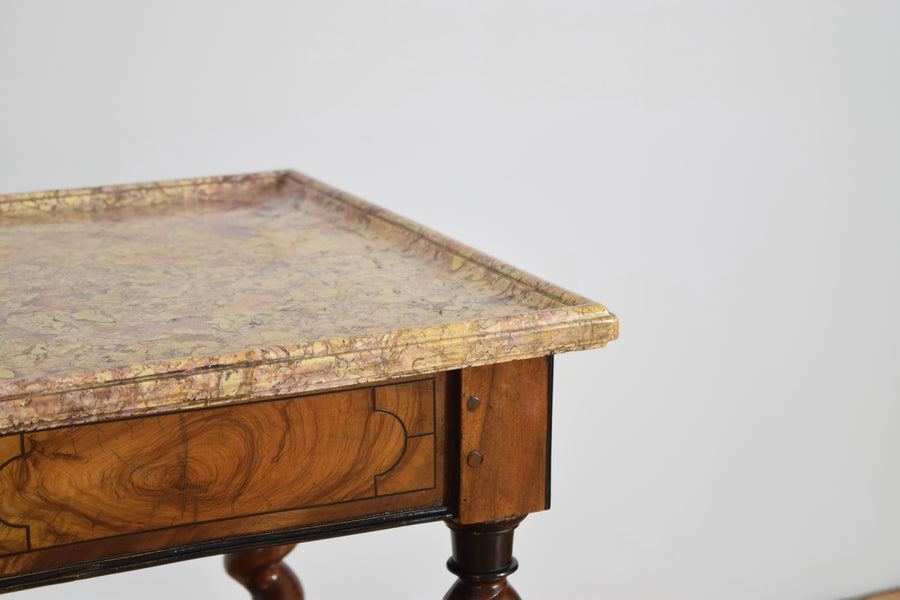 Walnut and Marble-Top Table
