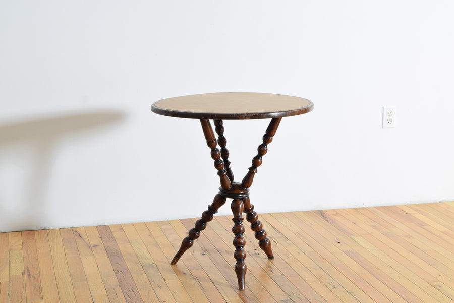 Turned Mahogany Leather-Top Table