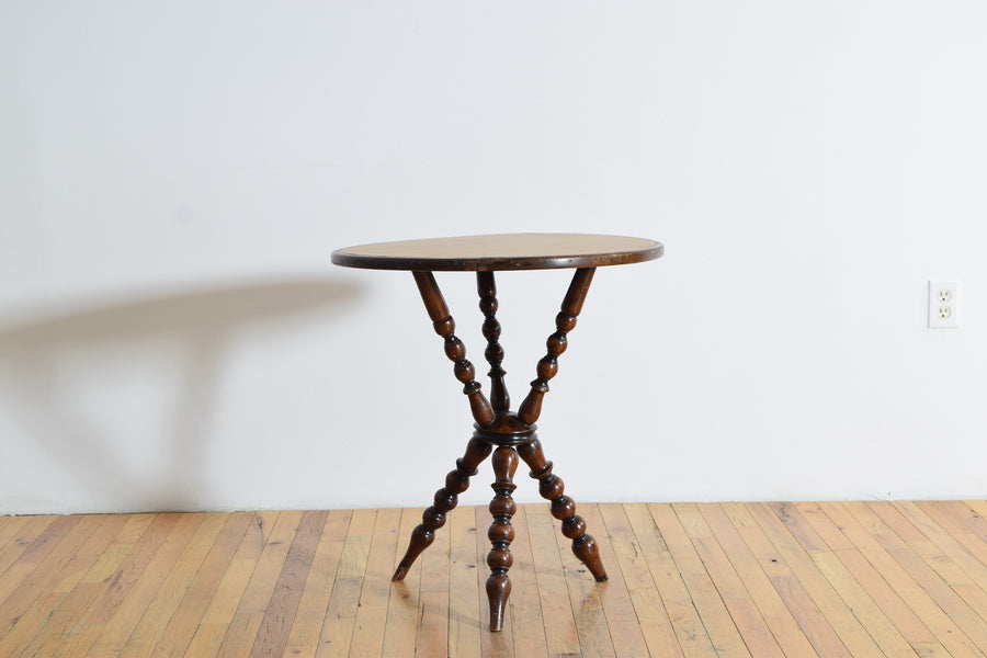 Turned Mahogany Leather-Top Table