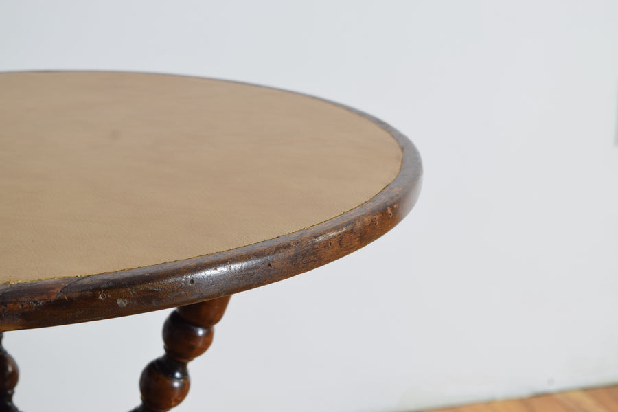 Turned Mahogany Leather-Top Table