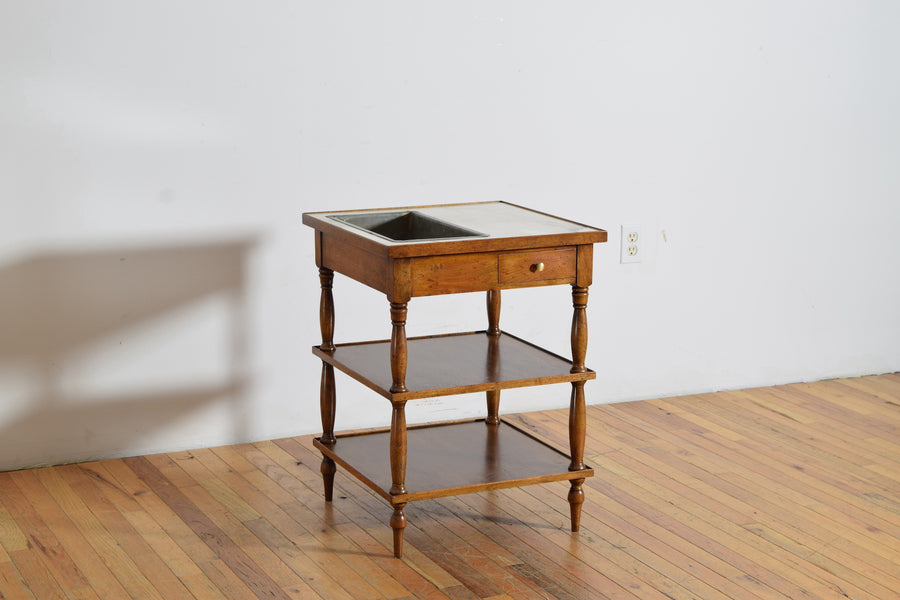 Walnut, Marble, and Zinc Table de Rafraichissoir